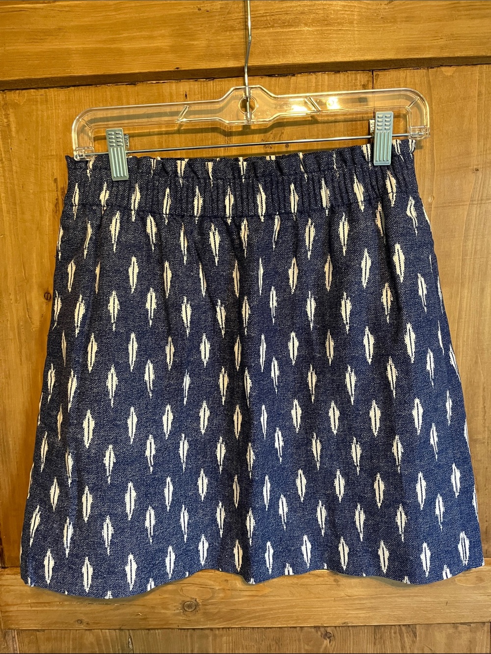J. Crew Factory Dark Denim and White Ikat Mini Skirt